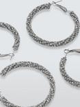 John Lewis Diamante Hinged Hoop Earrings, Set of 2 Pairs, Silver