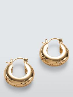 John Lewis Diamante Star Hinge Hoop Earrings, Gold