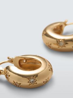 John Lewis Diamante Star Hinge Hoop Earrings - view 2, Gold