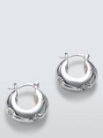 John Lewis Diamante Star Hinge Hoop Earrings, Silver