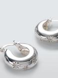 John Lewis Diamante Star Hinge Hoop Earrings, Silver