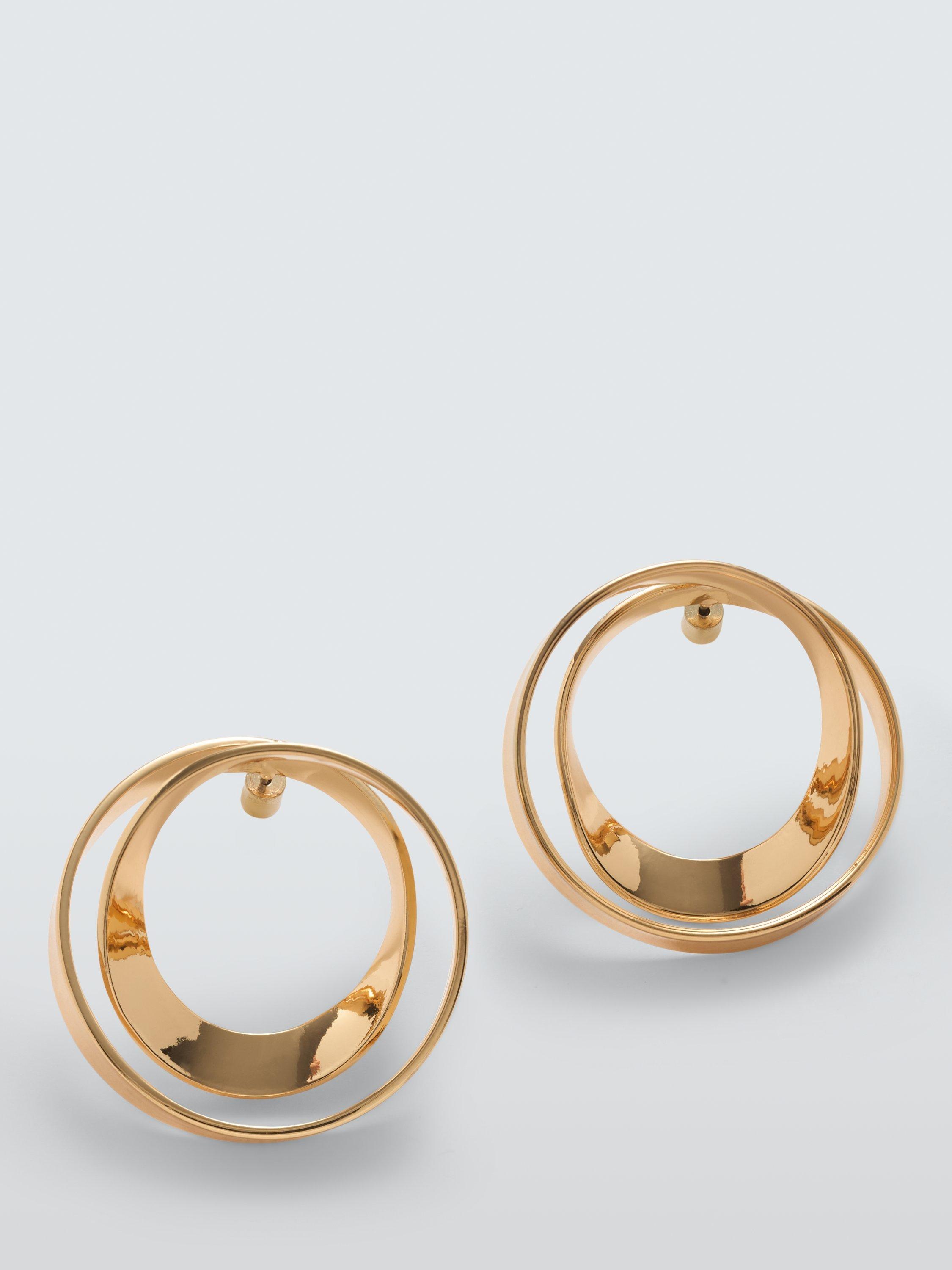 Product image 1 of 2, which shows John Lewis Double Circle Stud Hoops, Gold