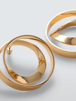 John Lewis Double Circle Stud Hoops, Gold - view 2, Gold