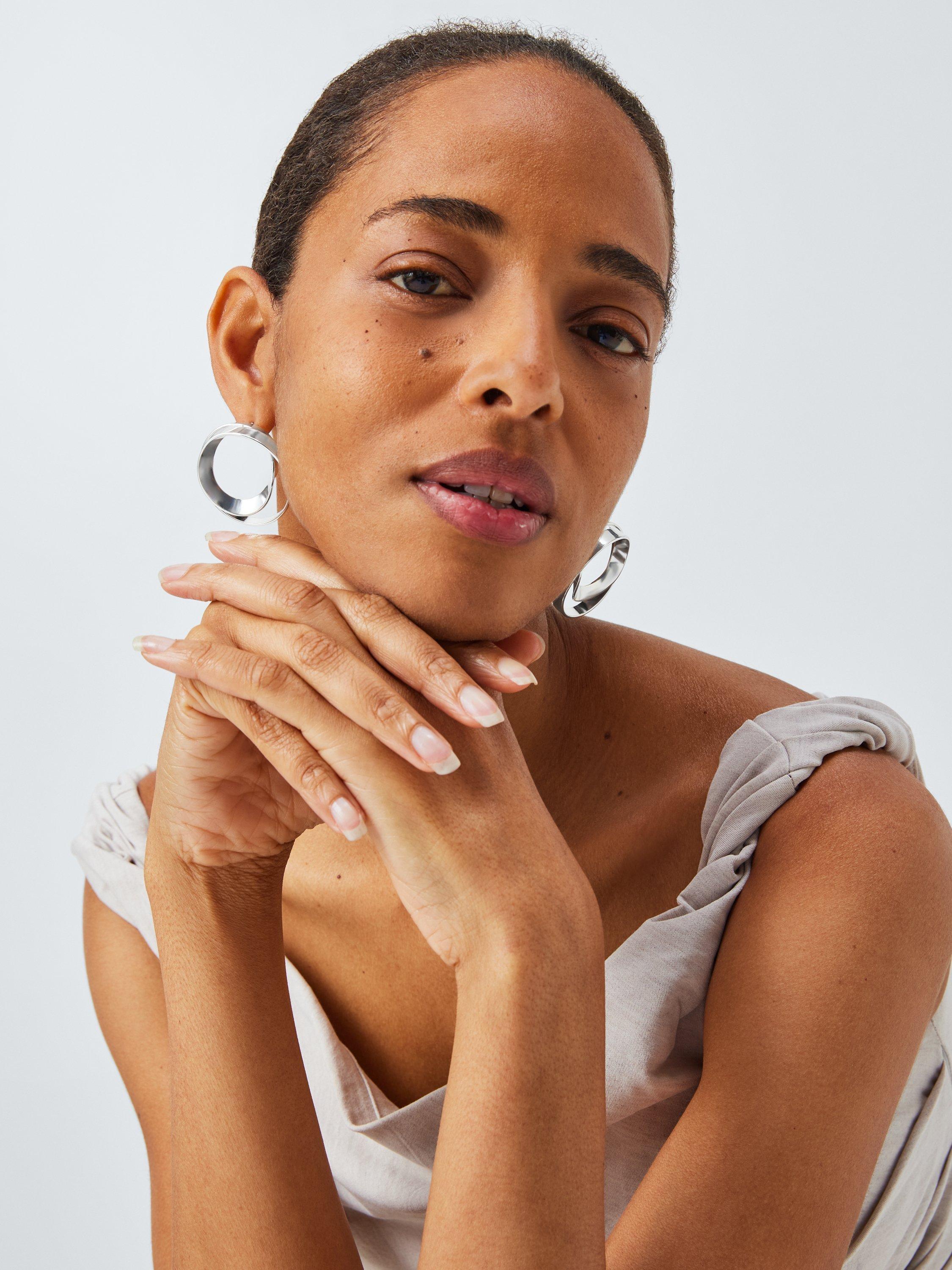 Product image 2 of 2, which shows John Lewis Double Circle Stud Earring, Silver