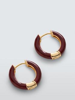 John Lewis Enamel Hoop Earrings, Gold, Burgundy
