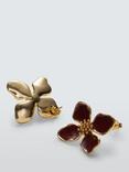 John Lewis Enamel Flower Stud Earrings, Burgundy/Gold