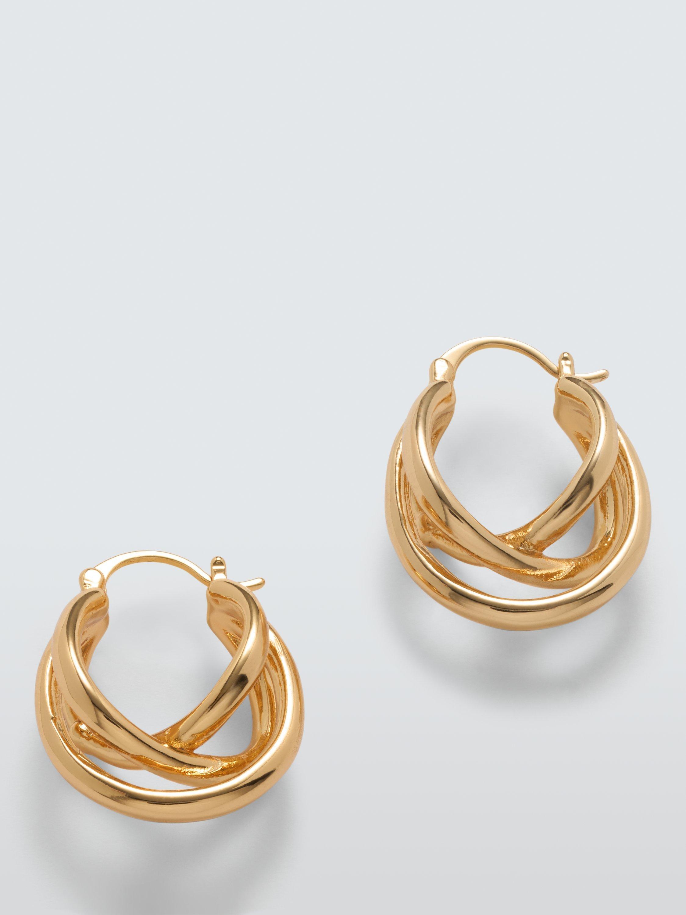 Product image 1 of 2, which shows John Lewis Entwined Hinged Hoop Earrings, Gold