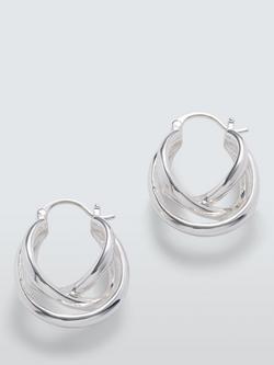 John Lewis Entwined Hinged Hoop Earrings, Silver