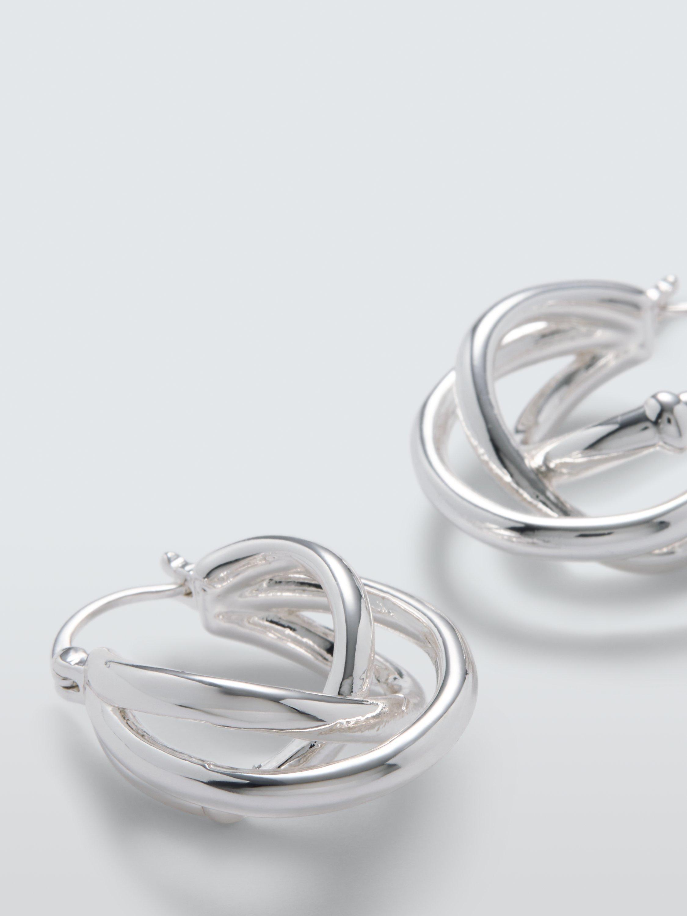 Product image 2 of 2, which shows John Lewis Entwined Hinged Hoop Earrings, Silver