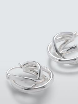 John Lewis Entwined Hinged Hoop Earrings - view 2, Silver
