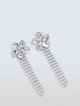John Lewis Diamante Flower Drop Stud Earrings, Silver