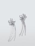 John Lewis Diamante Flower Drop Stud Earrings, Silver