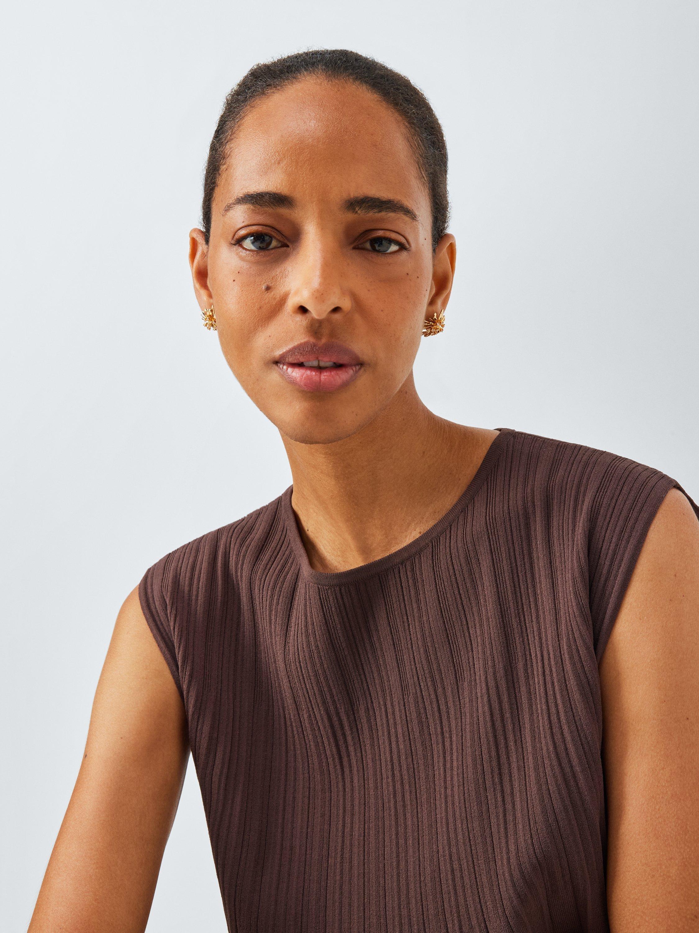 Product image 2 of 2, which shows John Lewis Statement Flower Stud Earrings, Gold