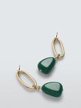 John Lewis Agate Stone Drop Earrings, Gold/Green