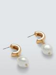 John Lewis Wide Hoop Earrings with Organic Faux Pearl Drops, Gold