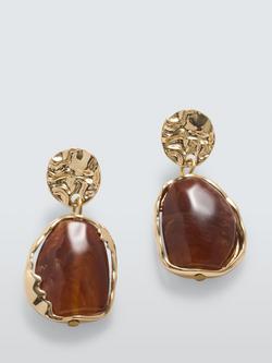 John Lewis Molten Encased Drop Earrings, Gold/Brown, Gold/Brown