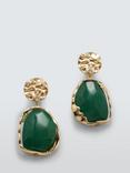 John Lewis Irregular Encased Resin Drop Earrings, Green/Gold