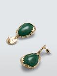 John Lewis Irregular Encased Resin Drop Earrings, Green/Gold