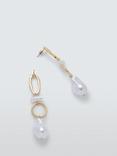 John Lewis Open Link Faux Pearl Drop Earrings, Gold/White