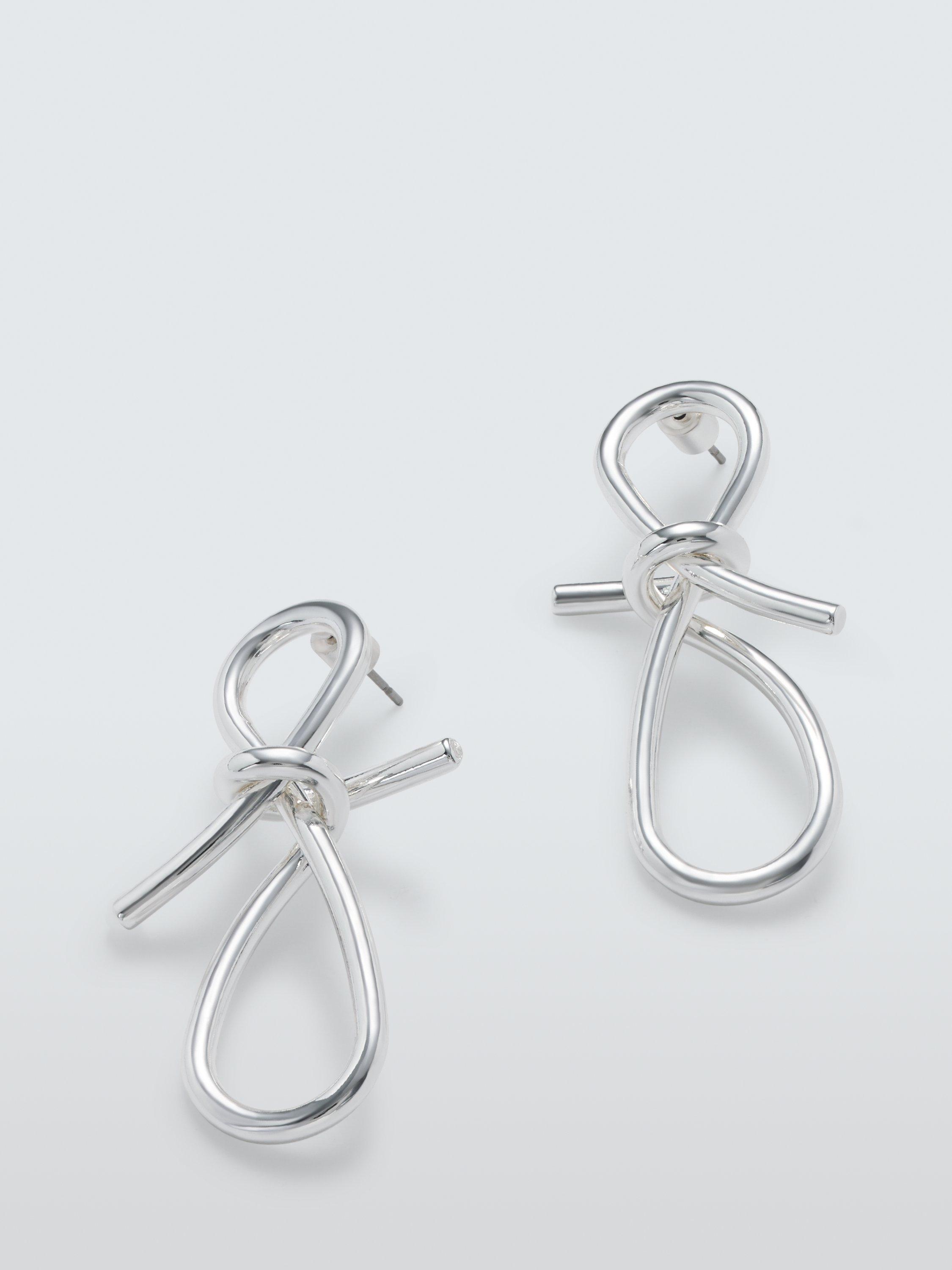 Product image 1 of 2, which shows John Lewis Knot Loop Stud Earrings, Silver