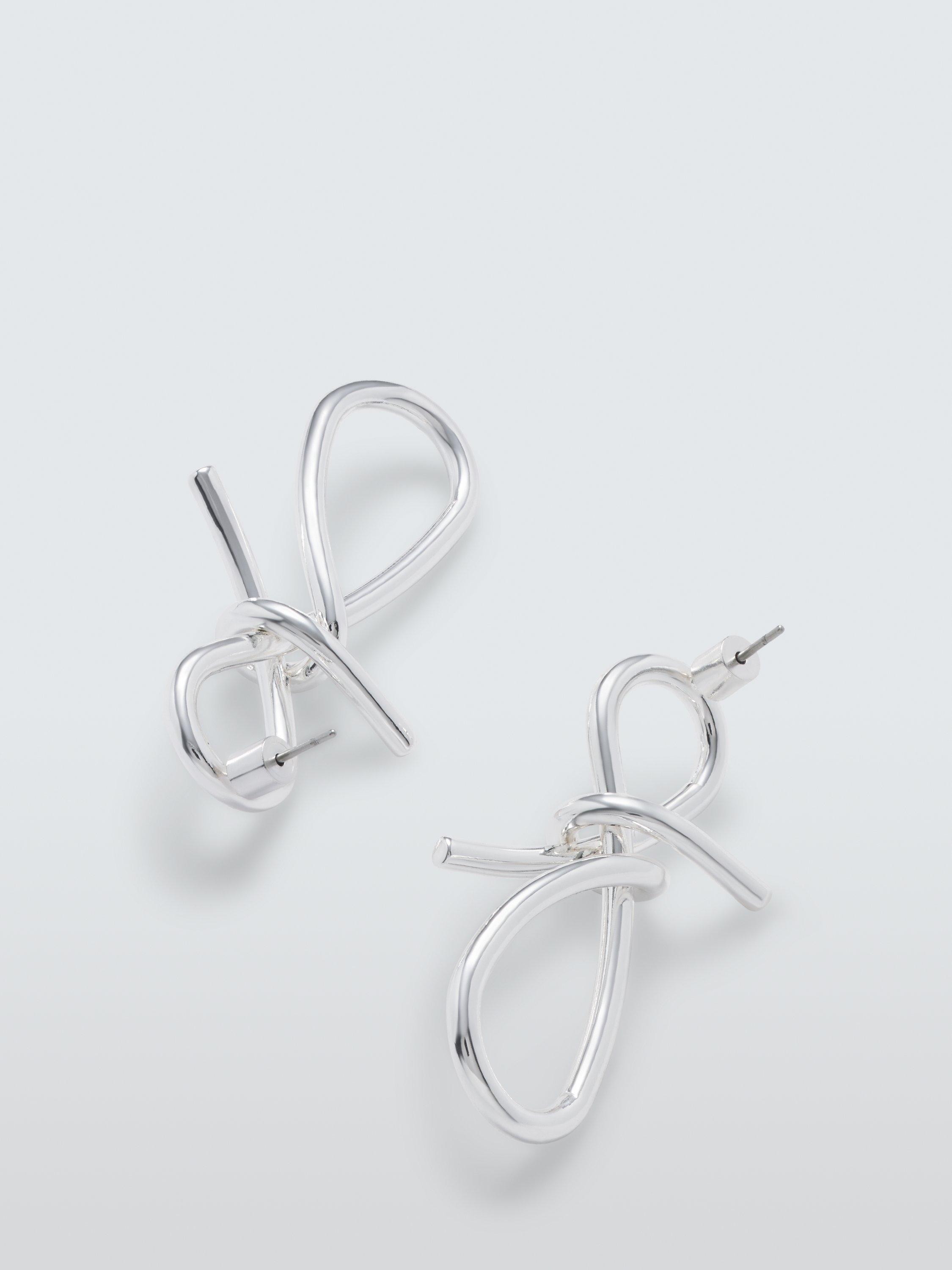 Product image 2 of 2, which shows John Lewis Knot Loop Stud Earrings, Silver
