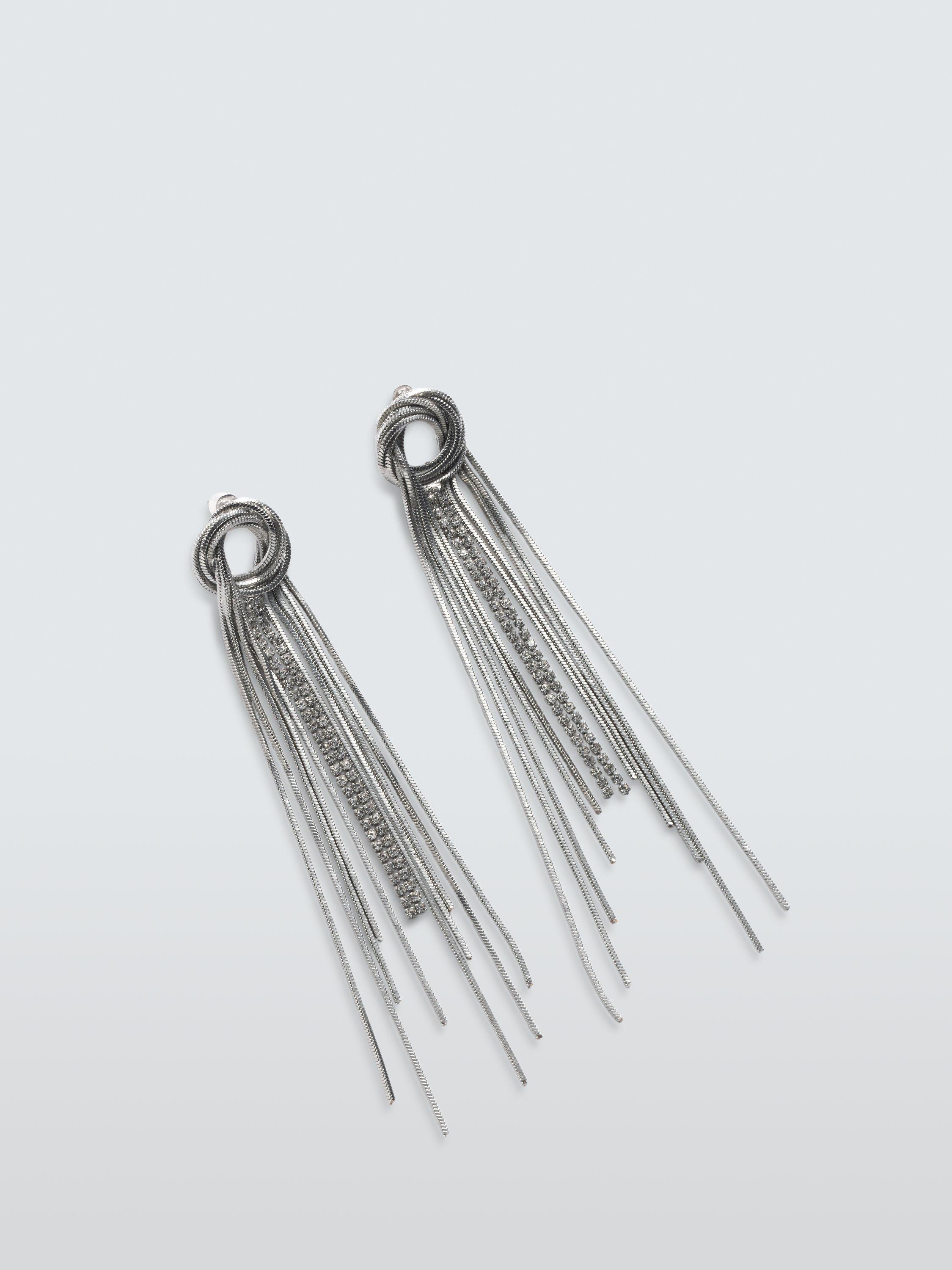 Product image 1 of 2, which shows John Lewis Multi Chain Knotted Stud Earrings, Silver