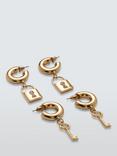 John Lewis Lock Key Half Hoop Duo Earrings Set, Gold