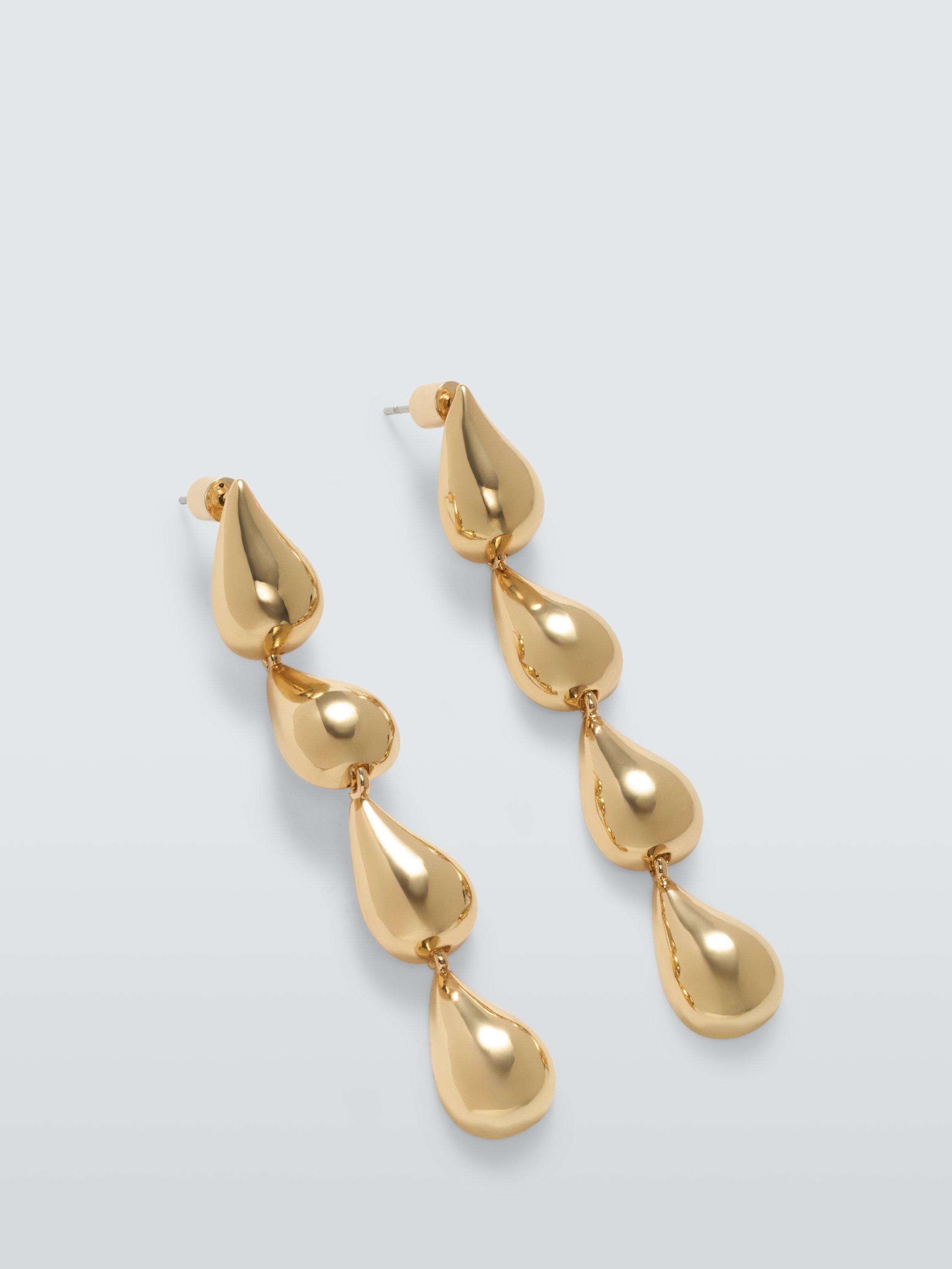 Product image 1 of 2, which shows John Lewis Multi Domed Teardrop Earrings, Gold