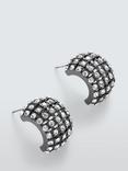 John Lewis Diamante Post and Half Hoop Earrings, Pewter