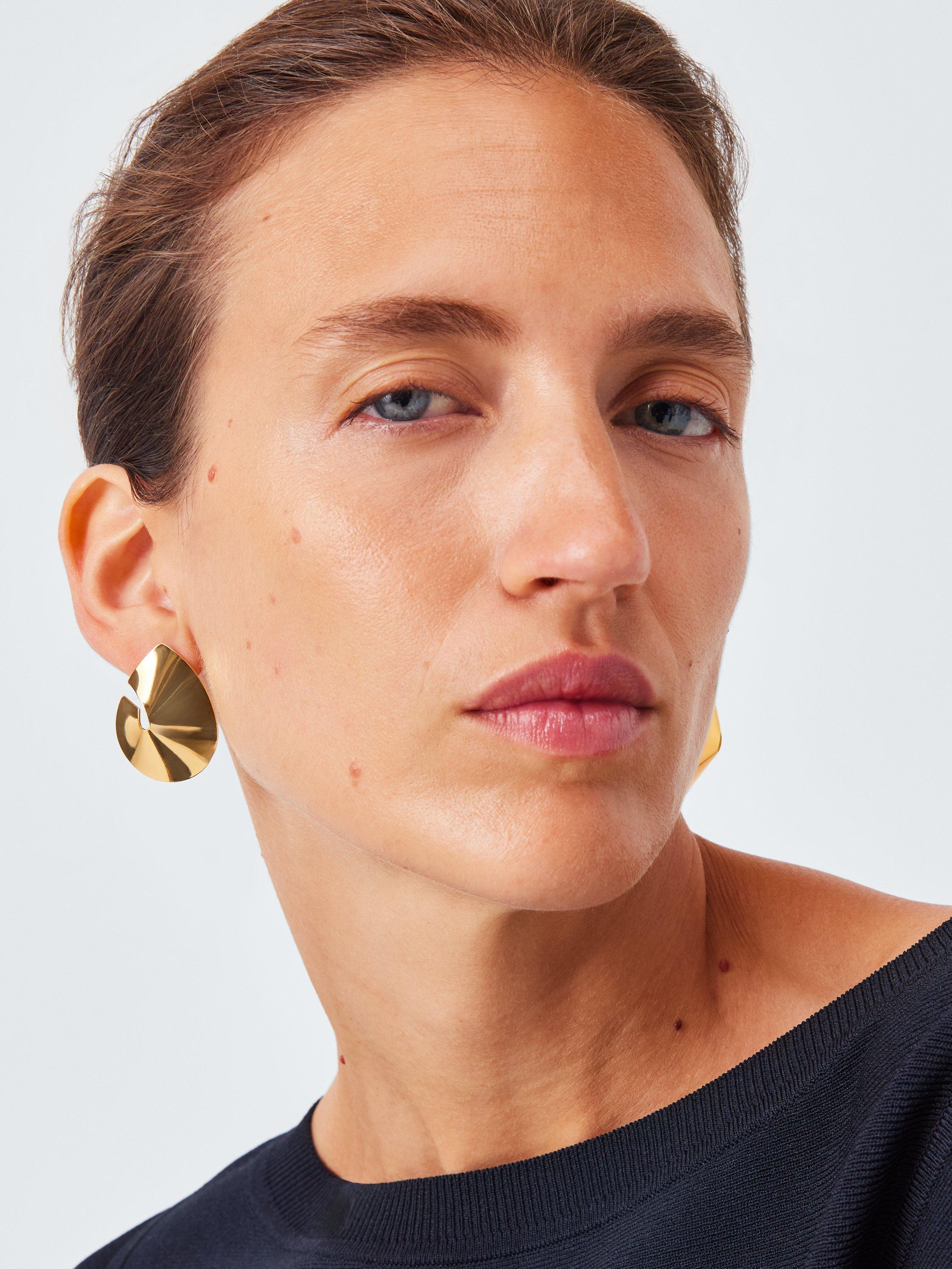 Product image 2 of 2, which shows John Lewis Polished Pointed Cylinder Stud Earrings, Gold