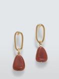 John Lewis Natural Stone Link Drop Earrings, Gold/Burgundy