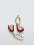 John Lewis Natural Stone Link Drop Earrings, Gold/Burgundy