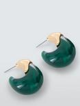 John Lewis Resin Post and Half Hoop Sectioned Earrings, Gold/Green