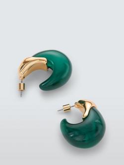 John Lewis Resin Post and Half Hoop Sectioned Earrings, Gold/Green - view 2, Green