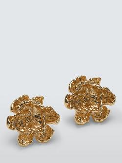 John Lewis Molten Flower Stud Earrings, Gold, Gold