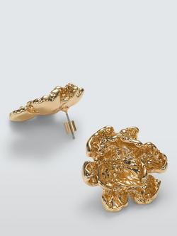 John Lewis Molten Flower Stud Earrings, Gold - view 2, Gold