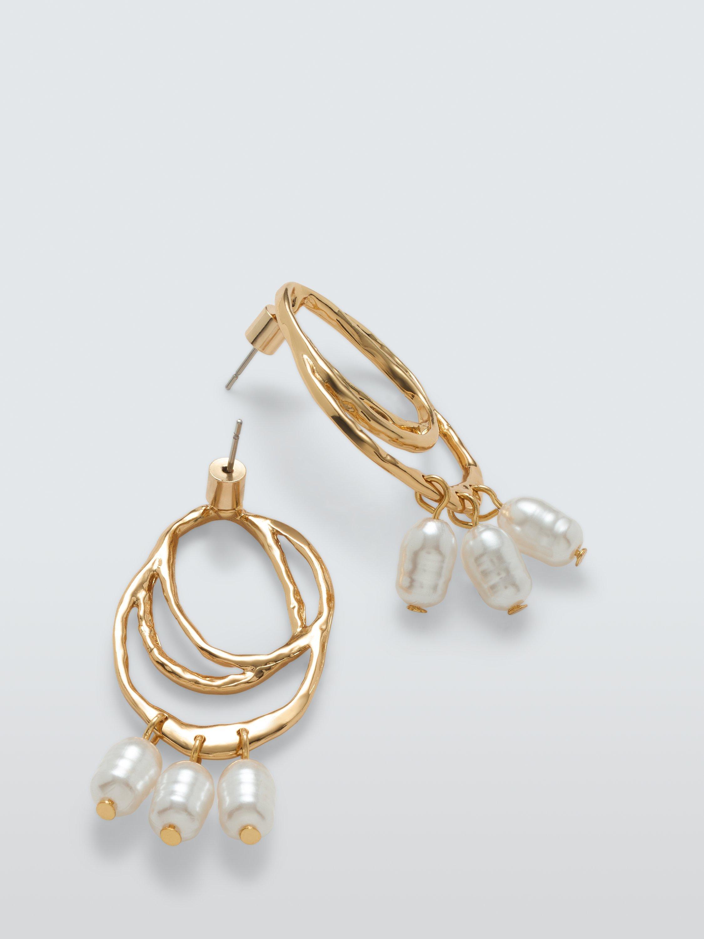 Product image 2 of 2, which shows John Lewis Swirl Pearl Earrings, Gold