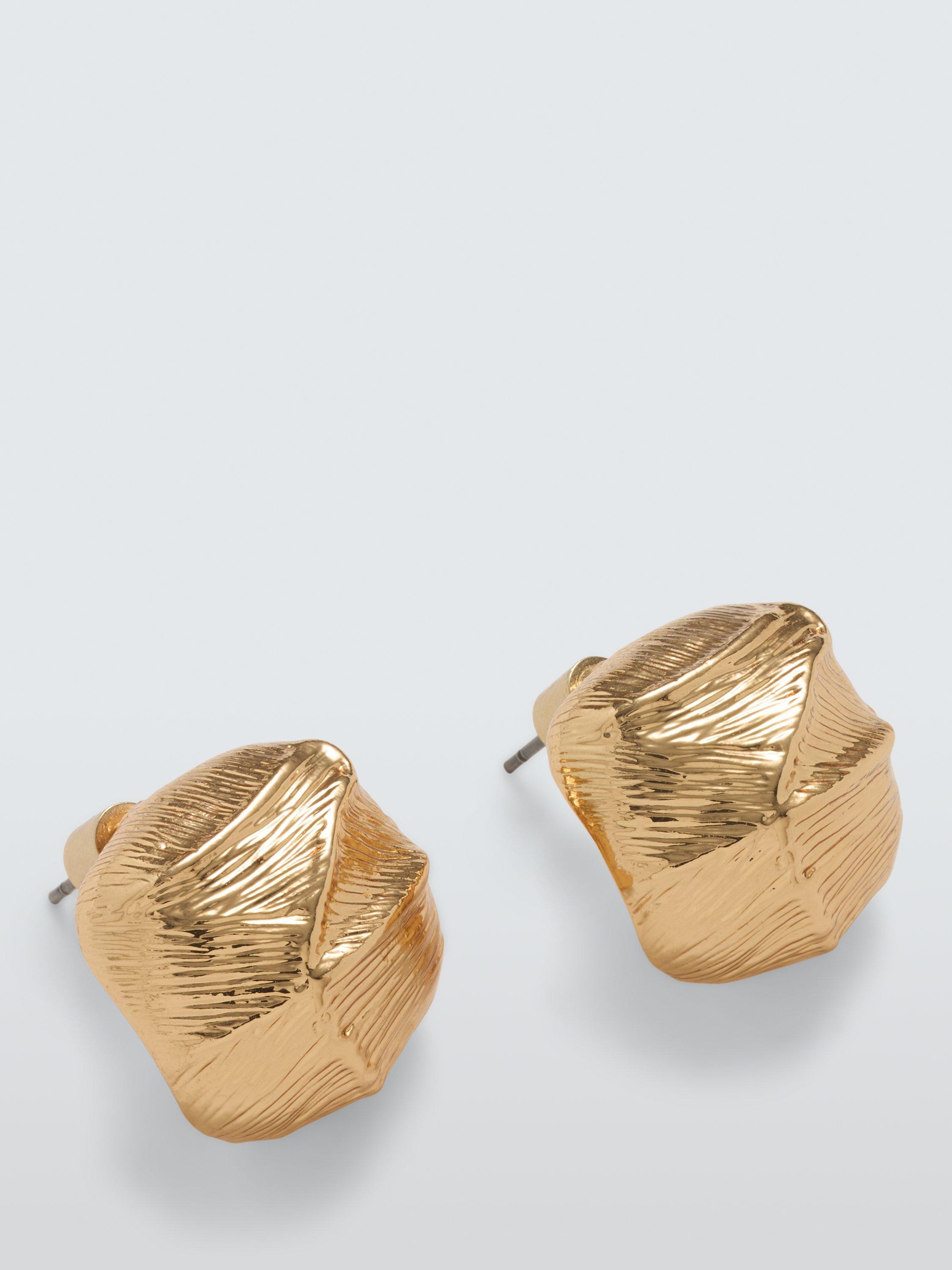 Product image 1 of 2, which shows John Lewis Irregular Textured Stud Earrings, Gold