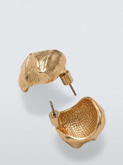 John Lewis Irregular Textured Stud Earrings, Gold - view 2, Gold