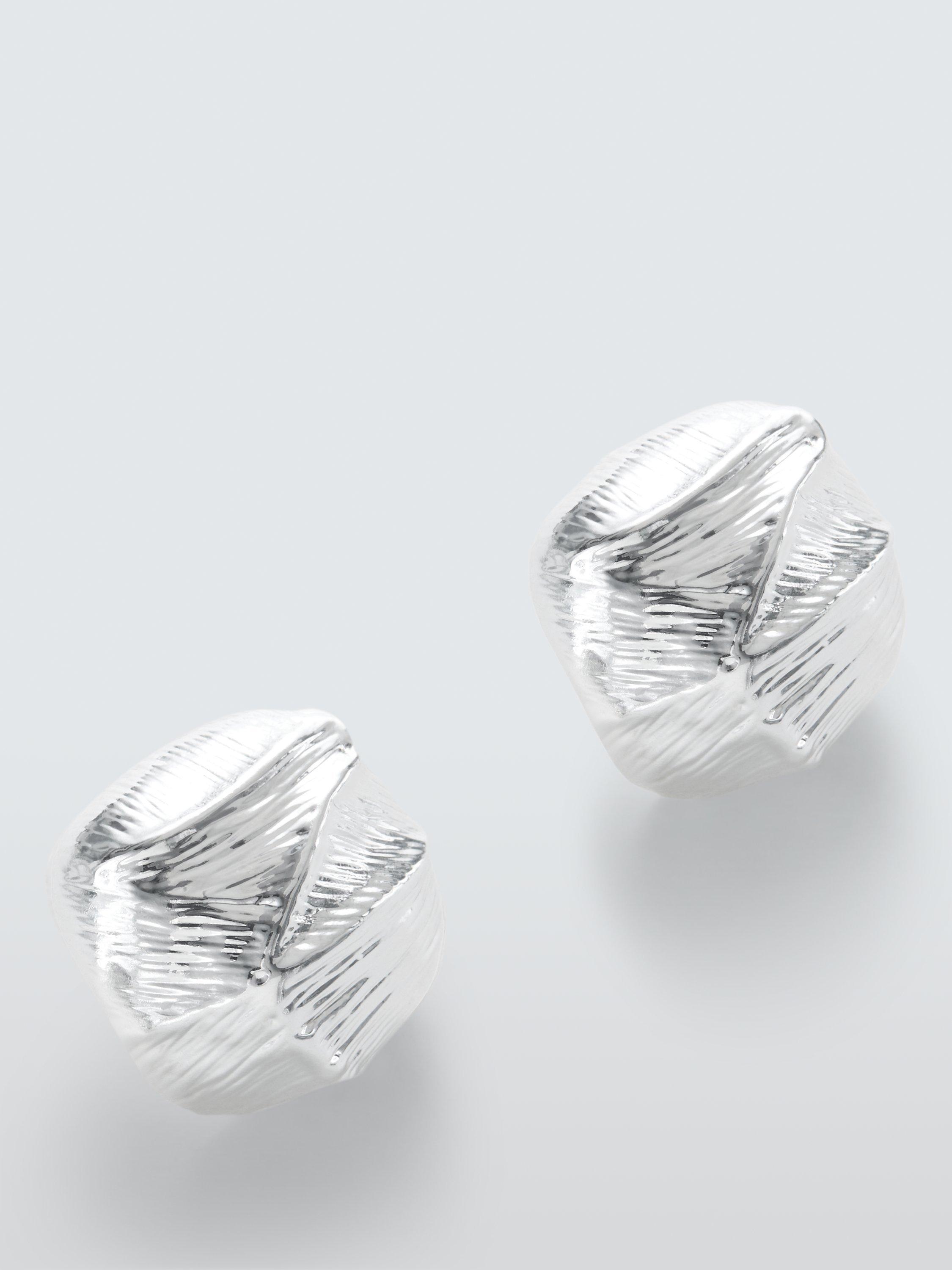 Product image 1 of 2, which shows John Lewis Textured Irregular Stud Earrings, Silver