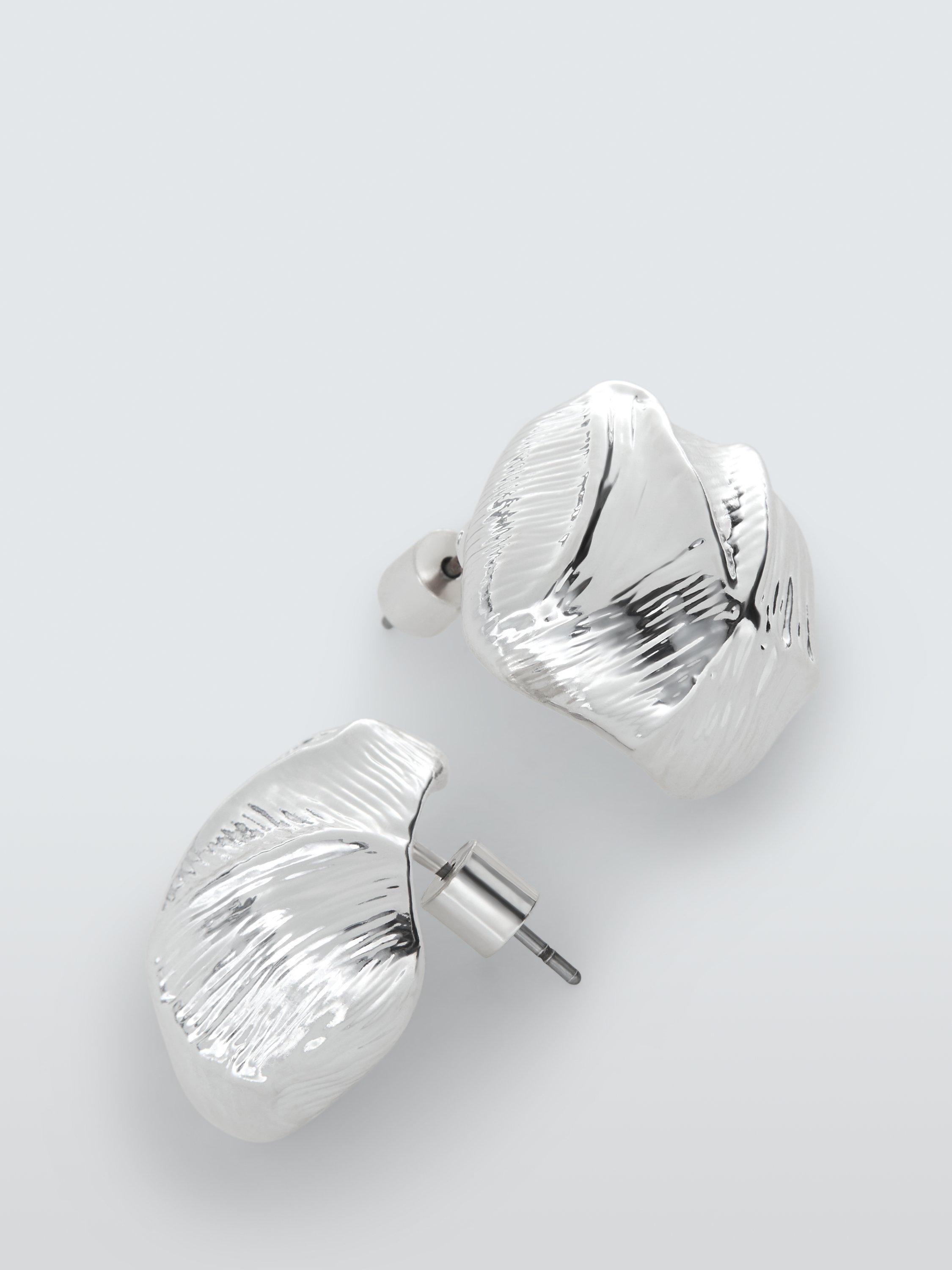 Product image 2 of 2, which shows John Lewis Textured Irregular Stud Earrings, Silver