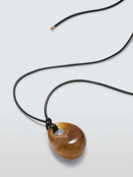 John Lewis Polished Resin Cord Pendant, Brown - view 2, Brown