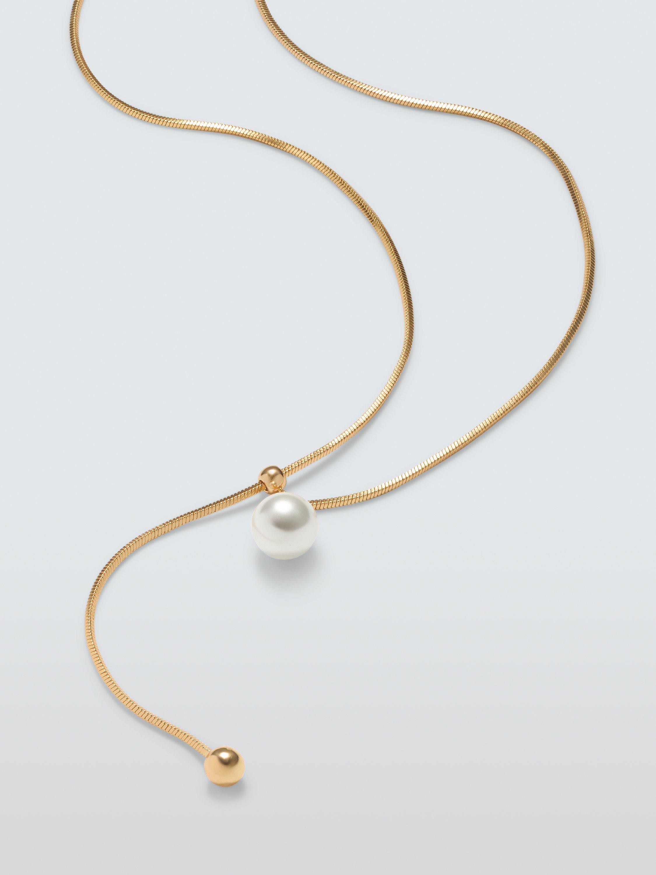 Product image 2 of 2, which shows John Lewis Faux Pearl Pendant, Gold