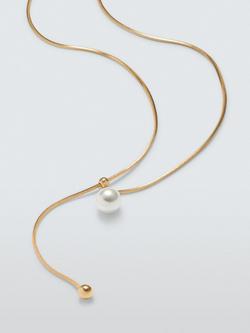 John Lewis Faux Pearl Pendant, Gold - view 2, Gold