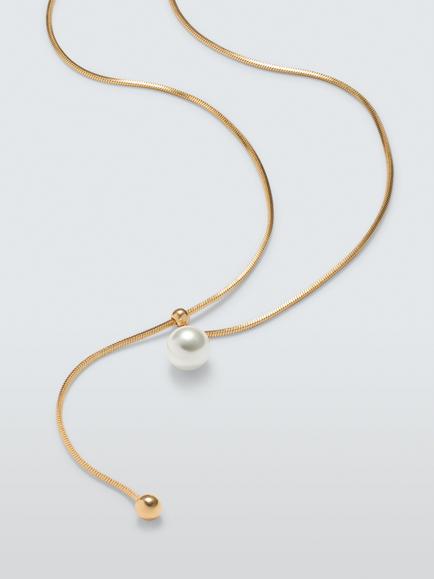 John Lewis Faux Pearl Pendant, Gold - view 2, Gold