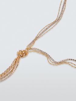 John Lewis Y-Shaped Multirow Knotted Chain Necklace, Gold - view 2, Gold