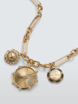 John Lewis Multi- Charm Link Chain Necklace, Gold - view 2, Gold