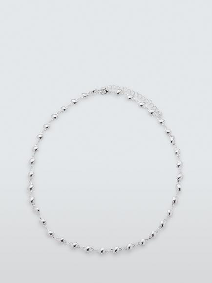 John Lewis Dainty Nugget Adjustable Plated Necklace, Silver