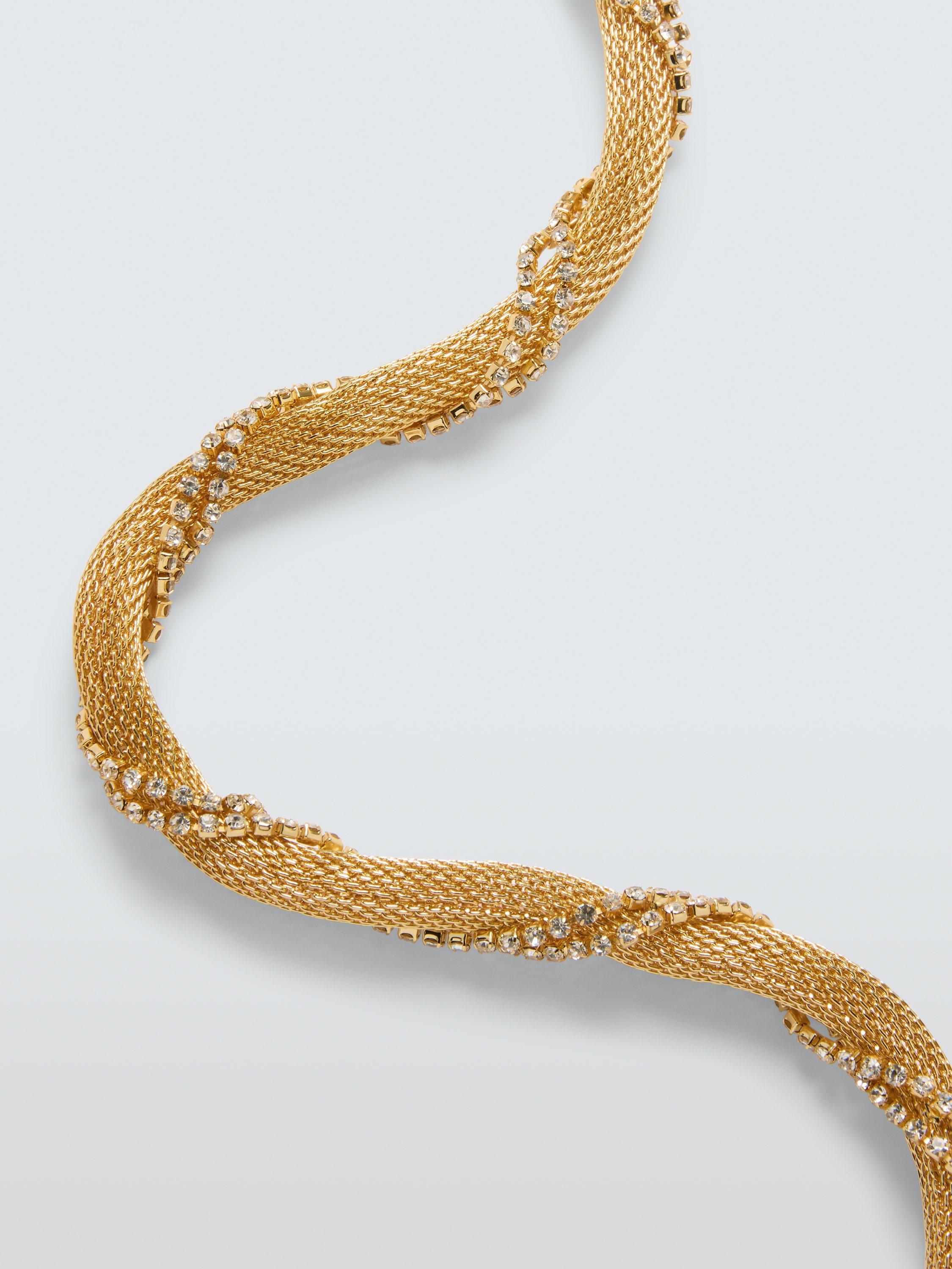 Product image 2 of 2, which shows John Lewis Diamante Mesh Chain Necklace, Gold