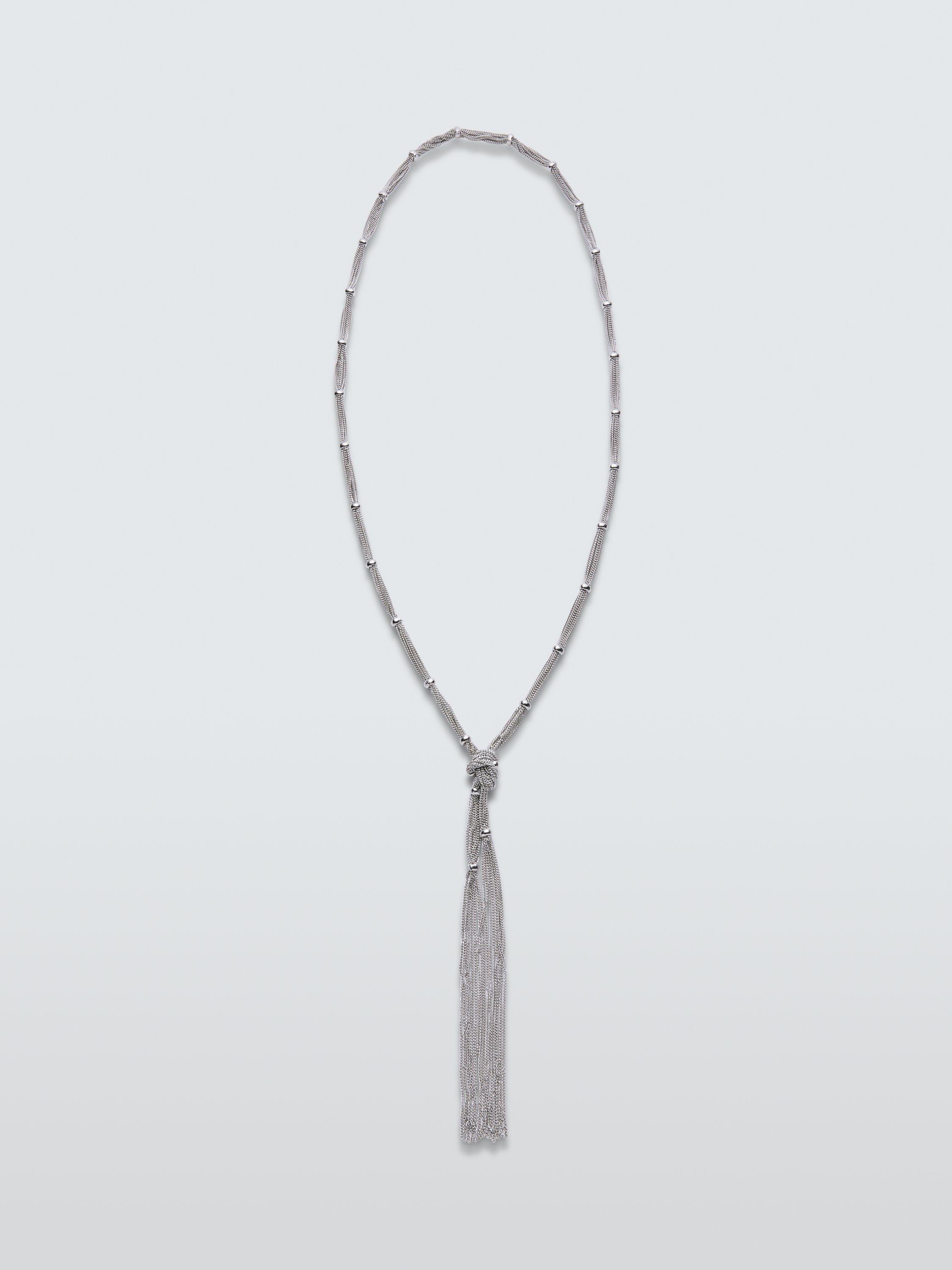 Product image 1 of 2, which shows John Lewis Multi Chain Knot Y-Profile Necklace, Silver